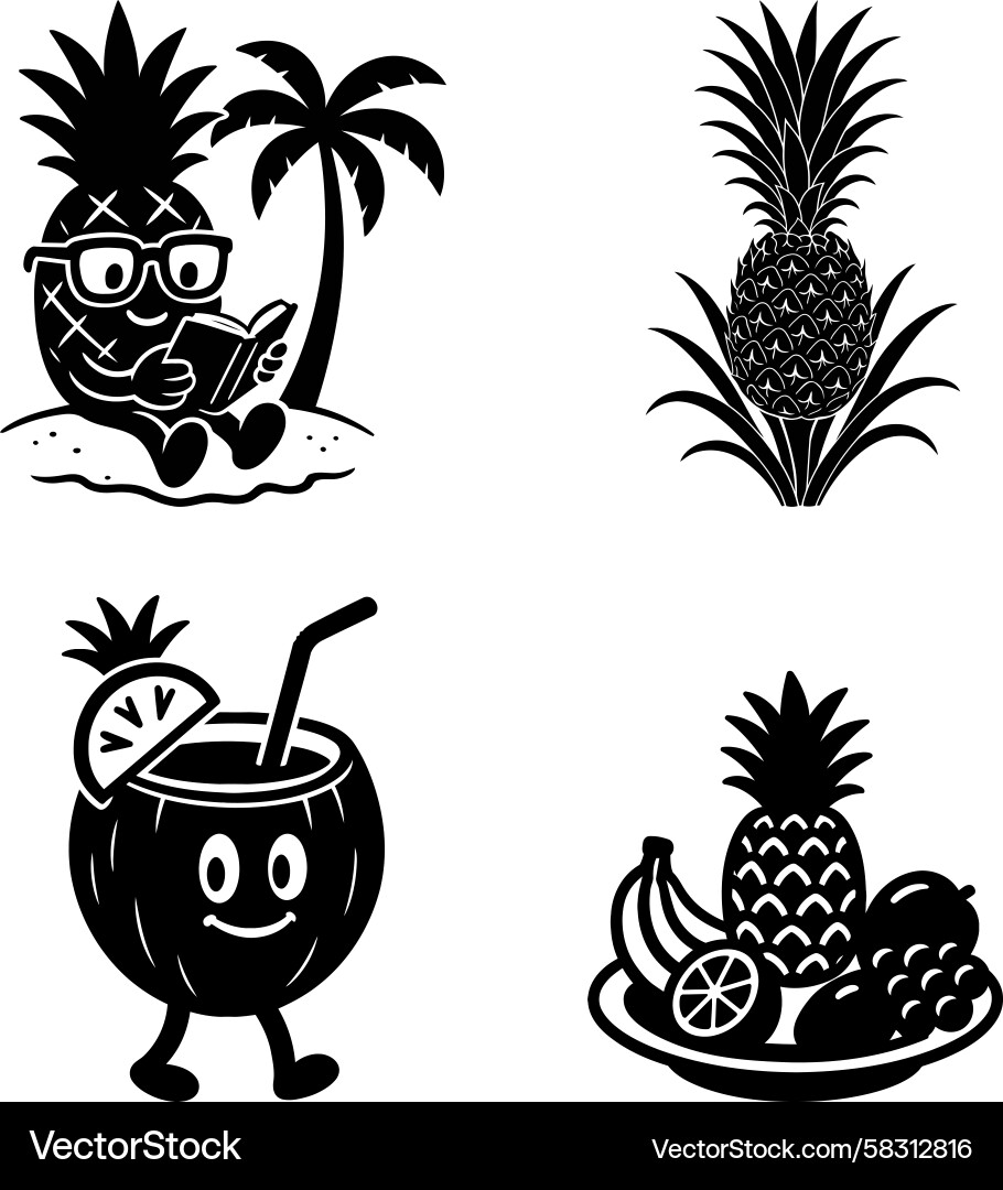 Pineapple Character Set Vector Image