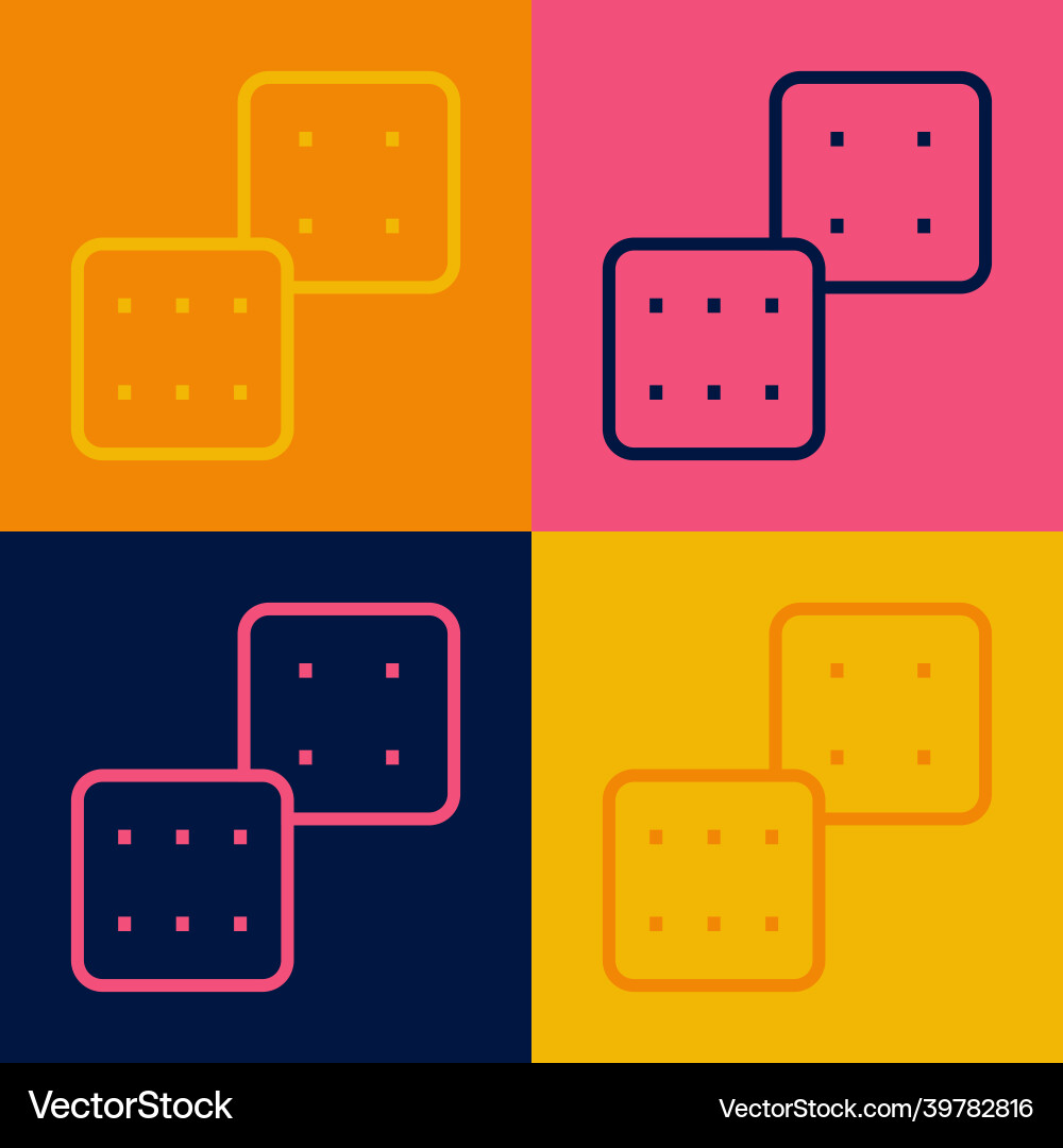 Pop art line game dice icon isolated on color vector image