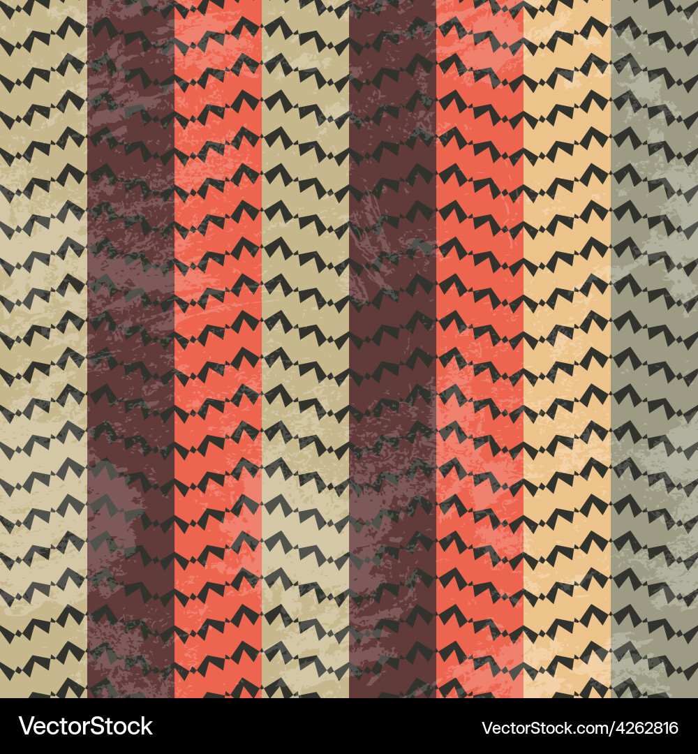 Retro curves seamless pattern with grunge effect vector image