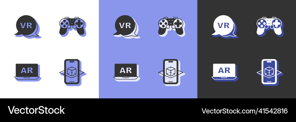 Set 3d modeling virtual reality augmented ar Set 3d modeling virtual reality augmented ar Vector Image