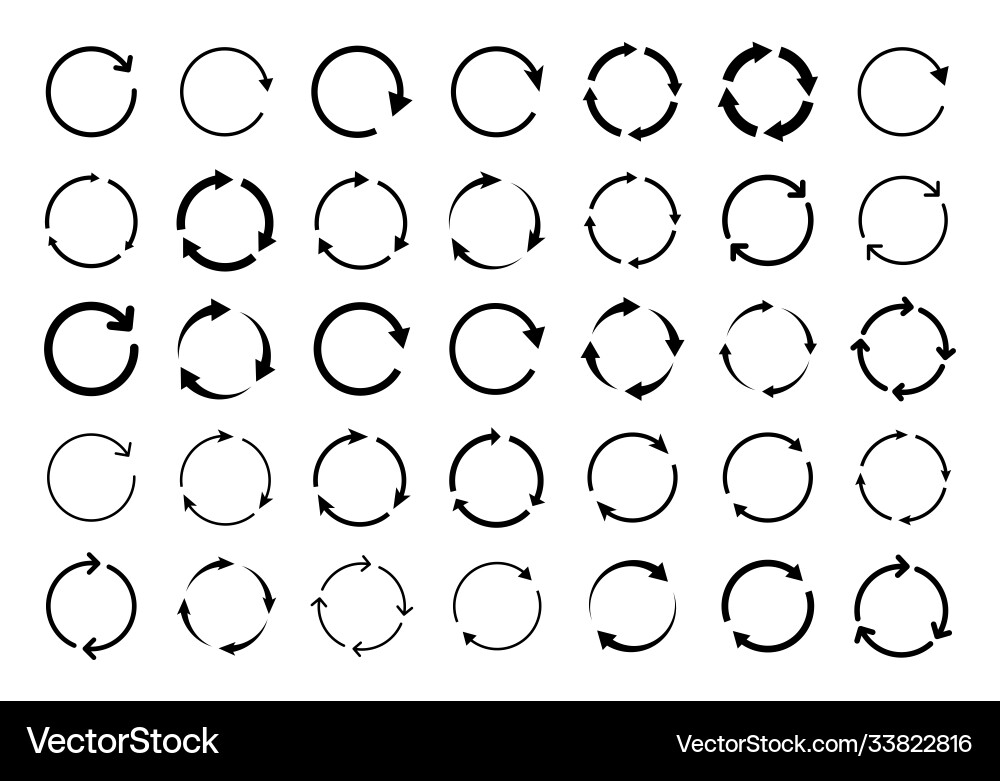 Set circle arrows elements black loading symbol vector image