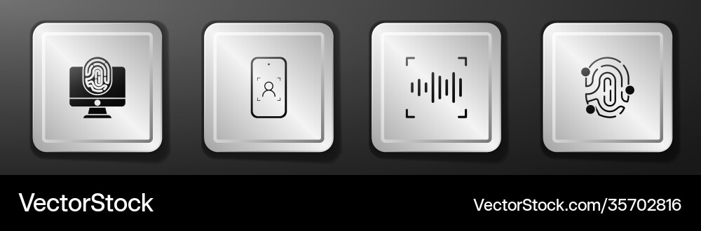 Set monitor with fingerprint mobile and face Set monitor with fingerprint mobile and face vector image