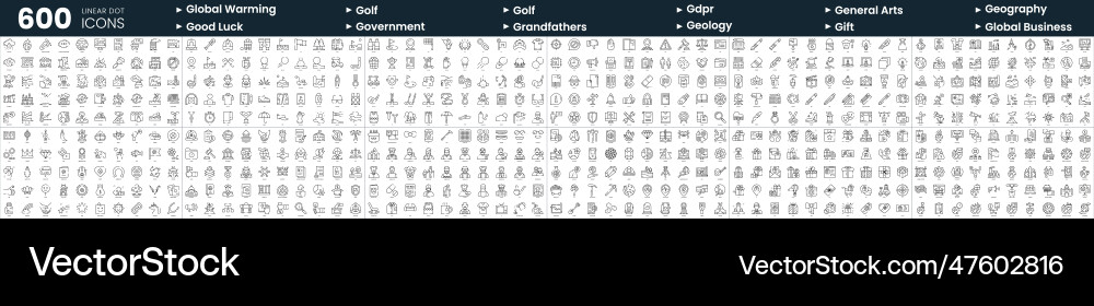 Set of 600 thin line icons in this bundle include Set of 600 thin line icons in this bundle include Vector Image