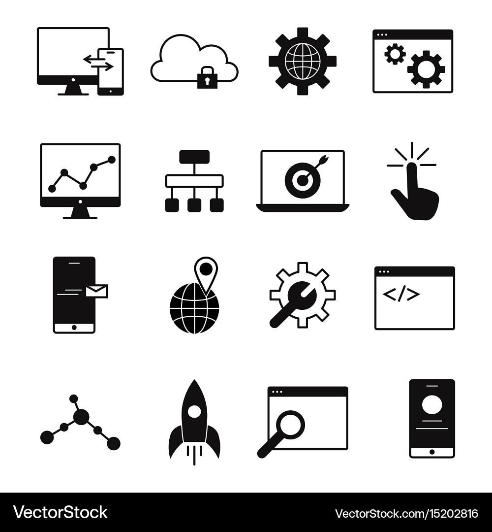 Web development line icons vector image