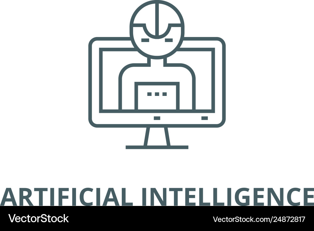 Artificial intelligence computer line icon Artificial intelligence computer line icon vector image