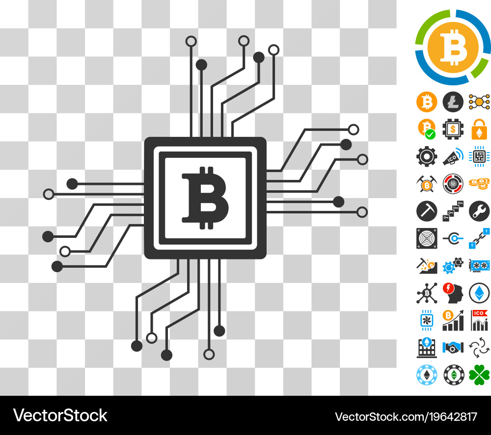 Bitcoin pool circuit icon with bonus Vector Image