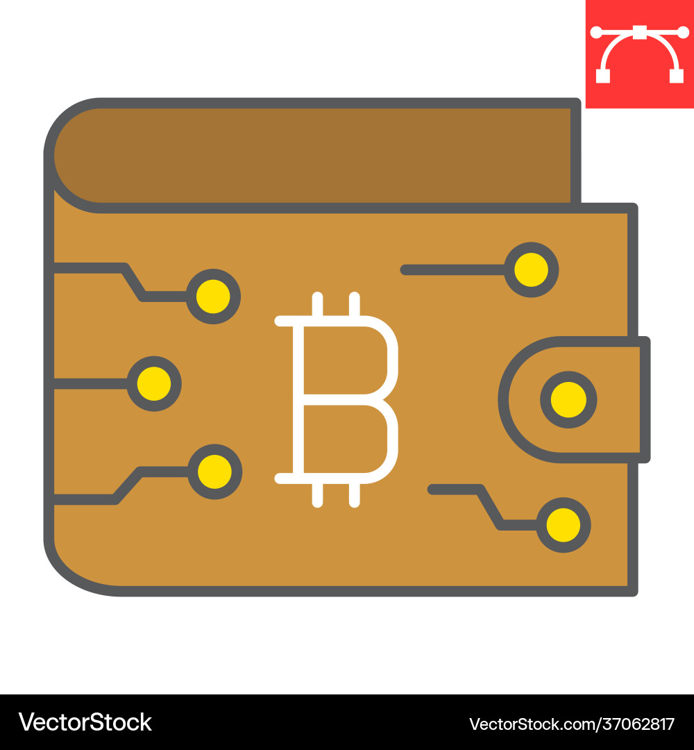 Bitcoin wallet color line icon cryptocurrency Vector Image