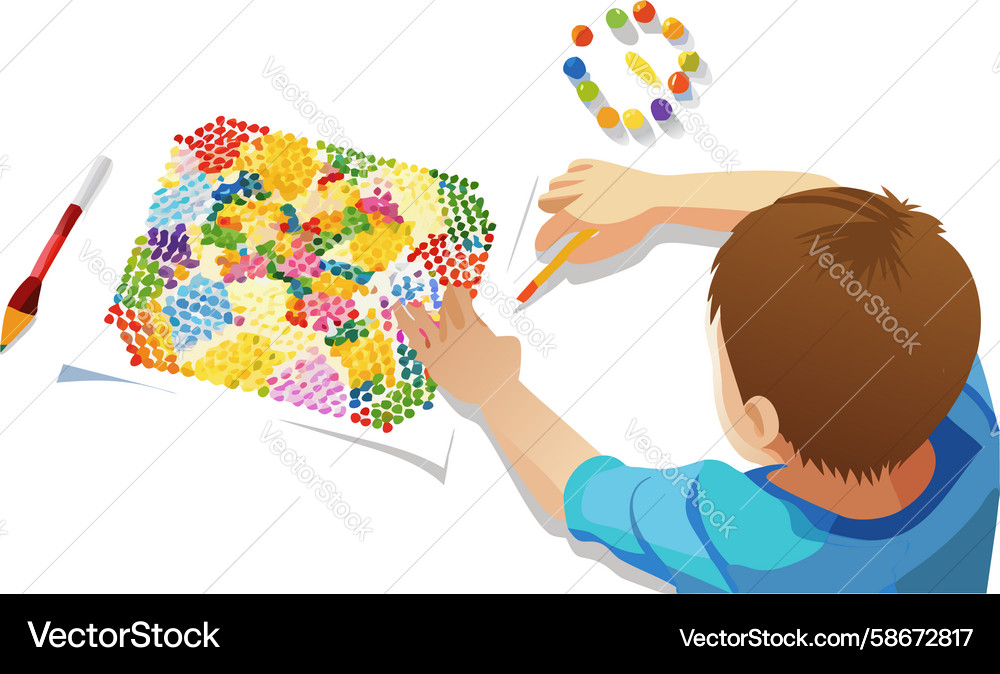 Child Building with Blocks Vector Image
