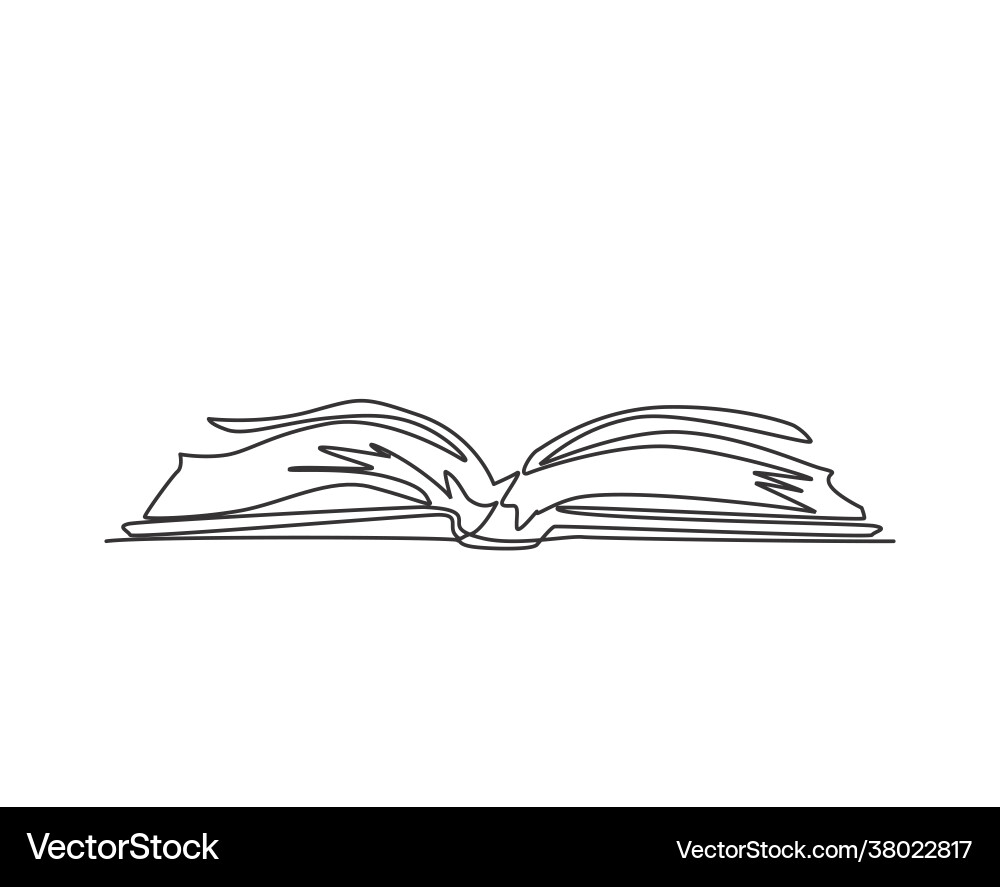 Continuous Line Open Book vector image