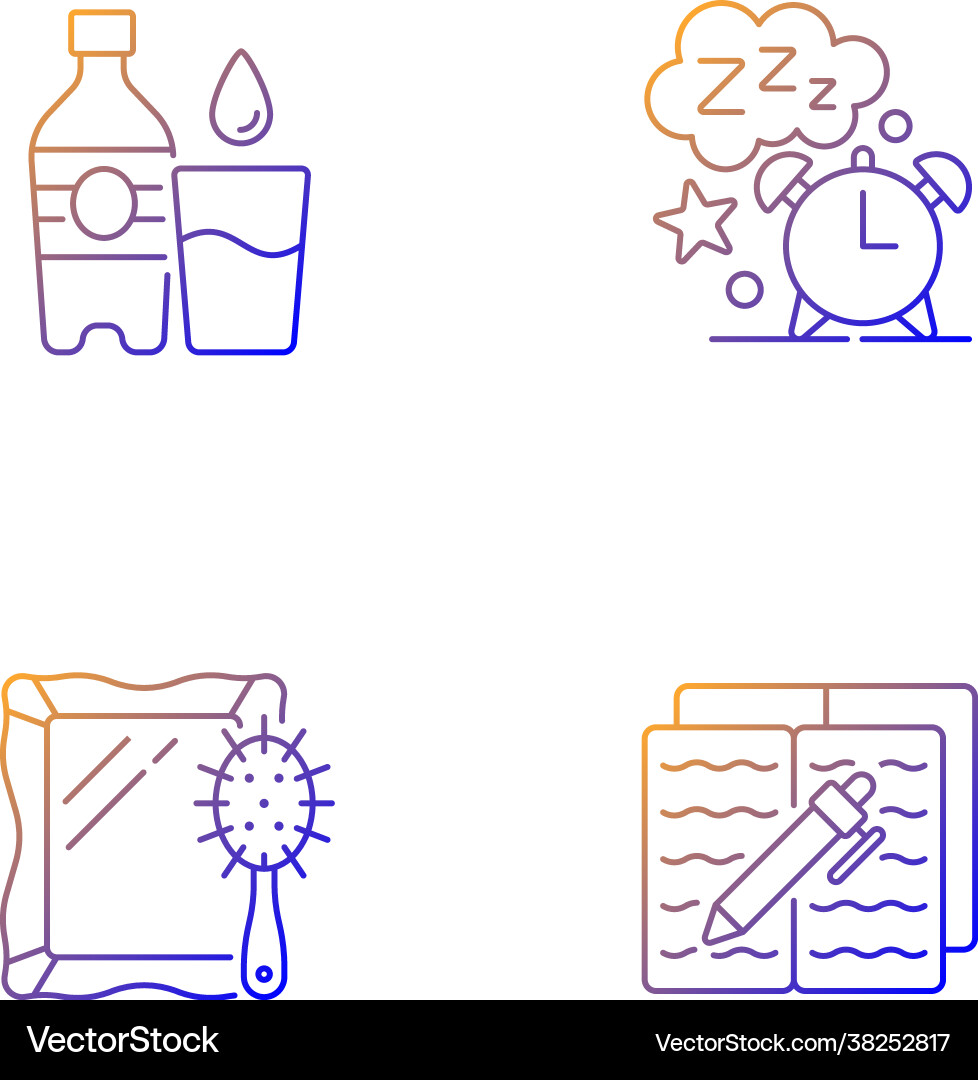Daily schedule and routine gradient linear icons Daily schedule and routine gradient linear icons vector image