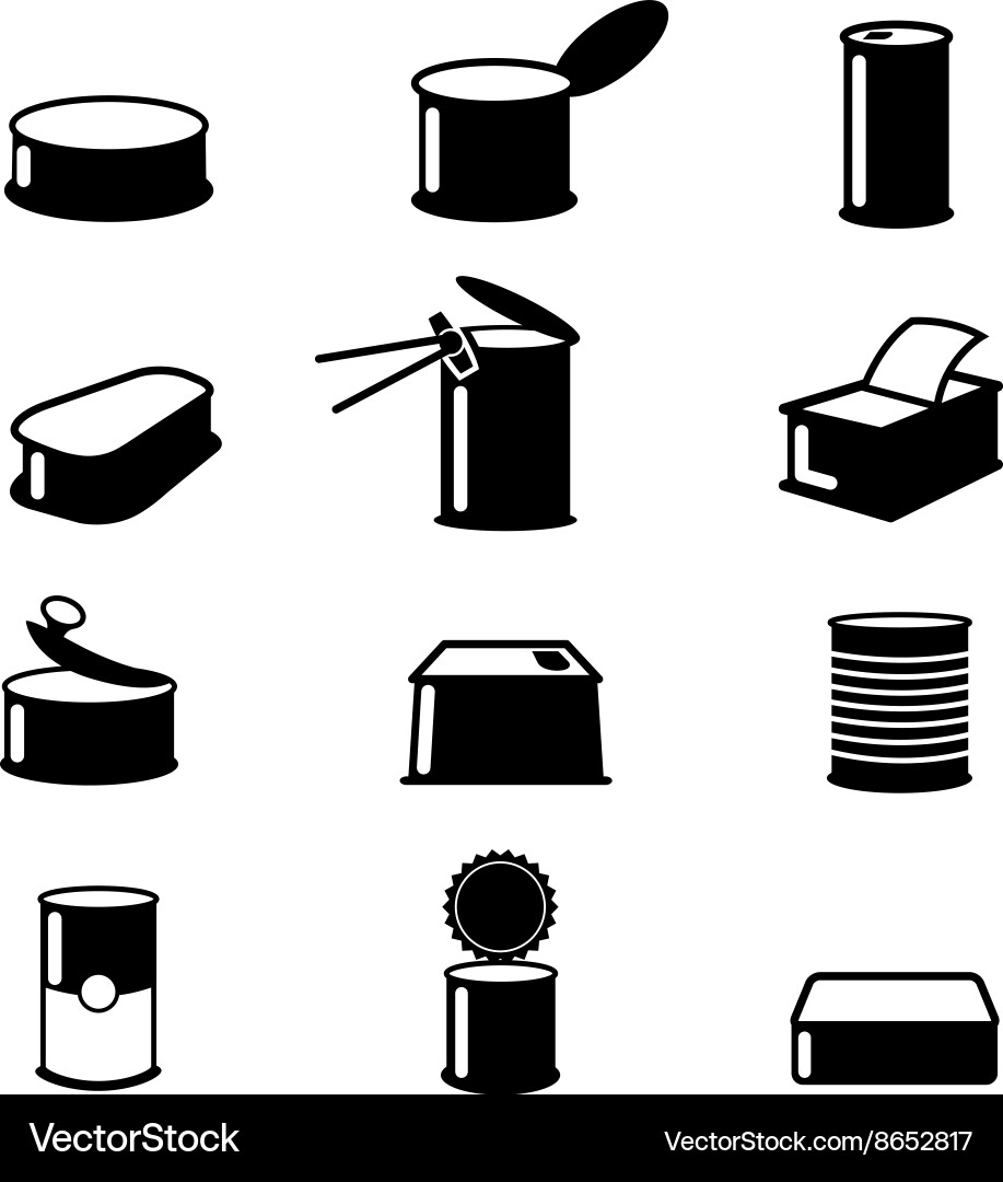 Food Cans & Tins Icons Vector Image