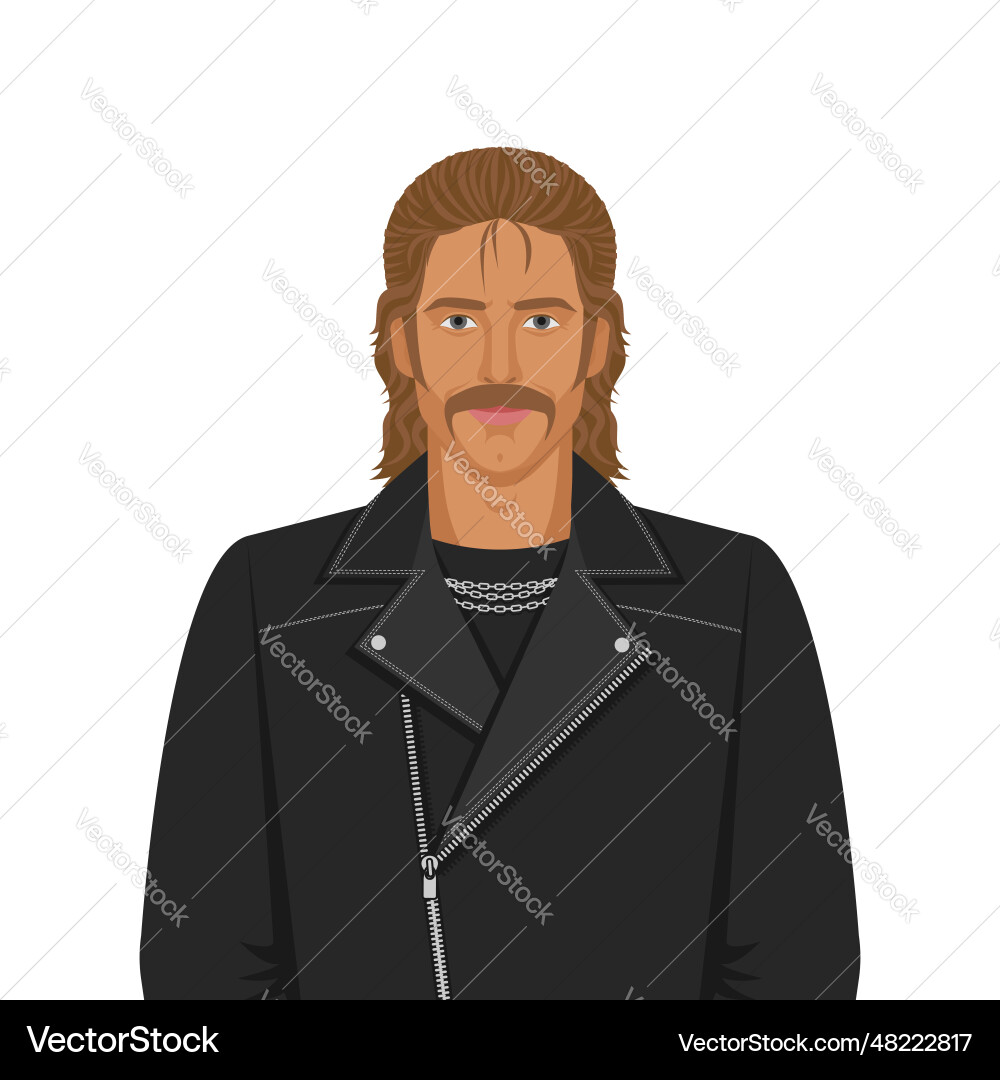 Handsome man with mullet hairstyle in biker jacket Handsome man with mullet hairstyle in biker jacket vector image