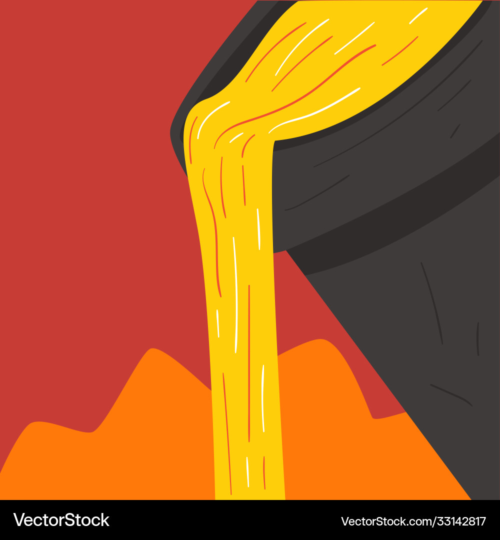Hot smelting metal pouring from ladle steel Hot smelting metal pouring from ladle steel vector image