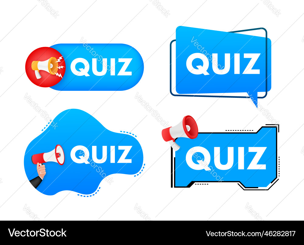 Megaphone label set with text quiz time Megaphone label set with text quiz time vector image