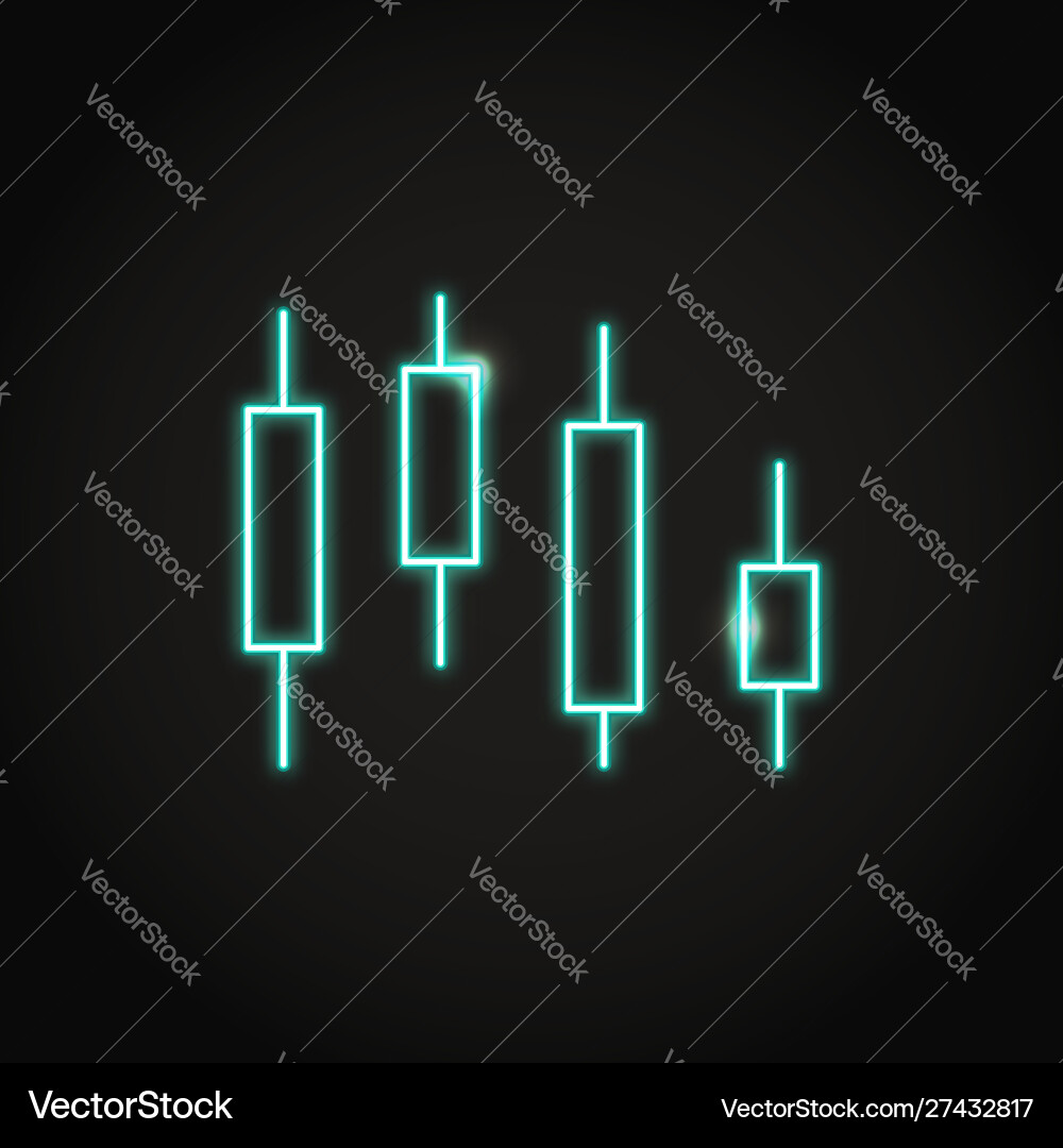 Neon Candlestick Chart Icon vector image