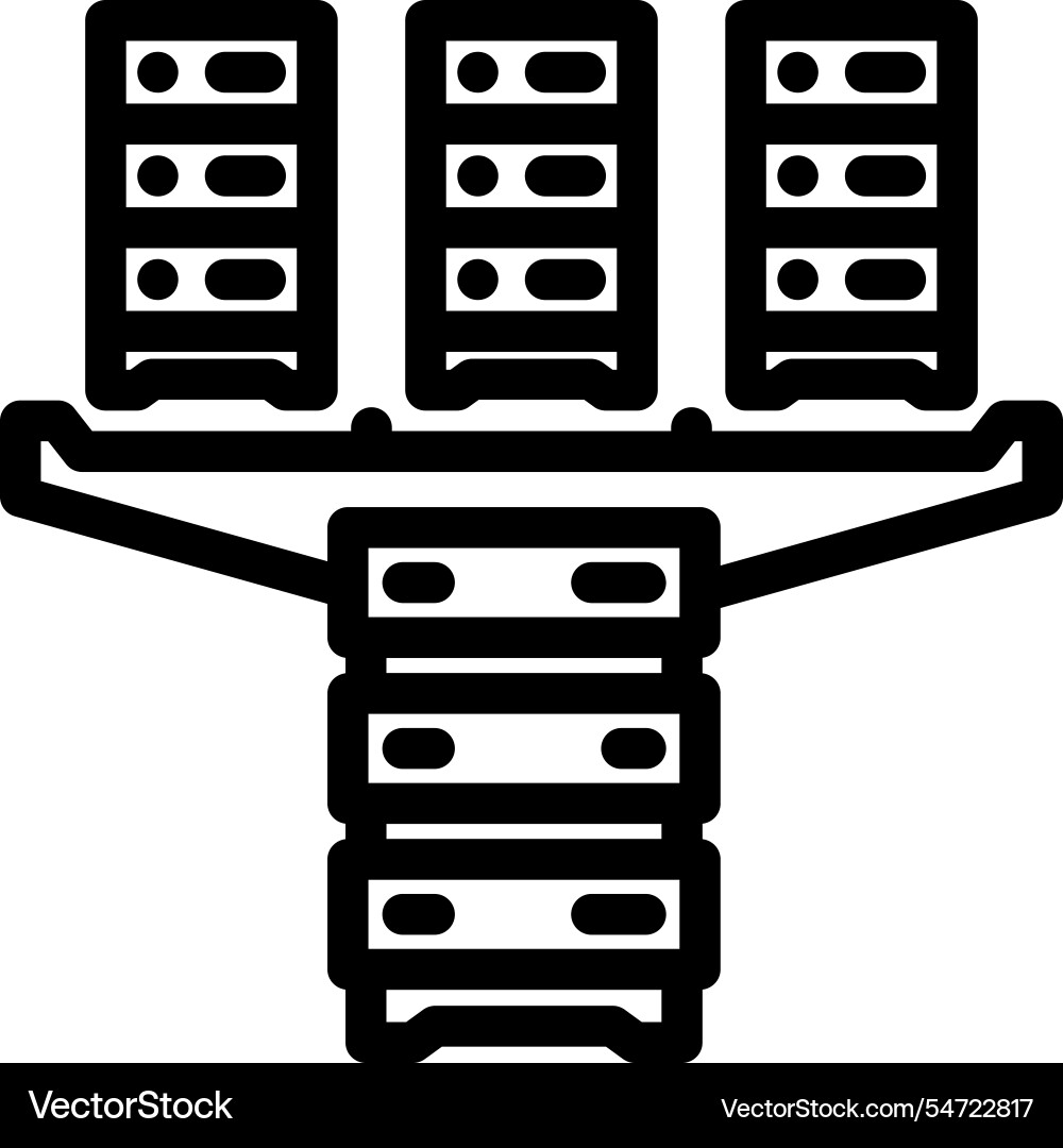 Server virtualization data center line icon Server virtualization data center line icon vector image