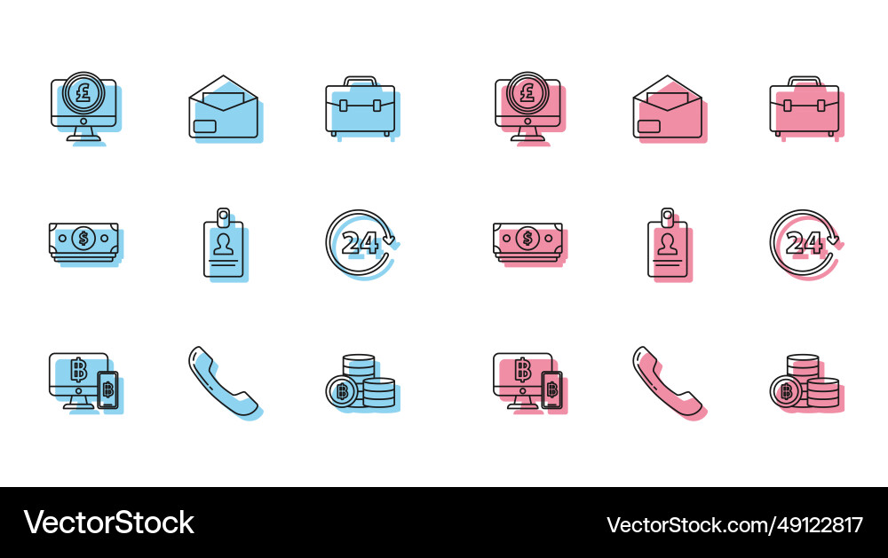Set line computer monitor with mobile phone Vector Image