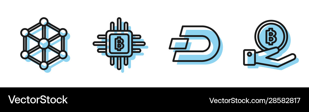 Set line cryptocurrency coin dash blockchain Vector Image