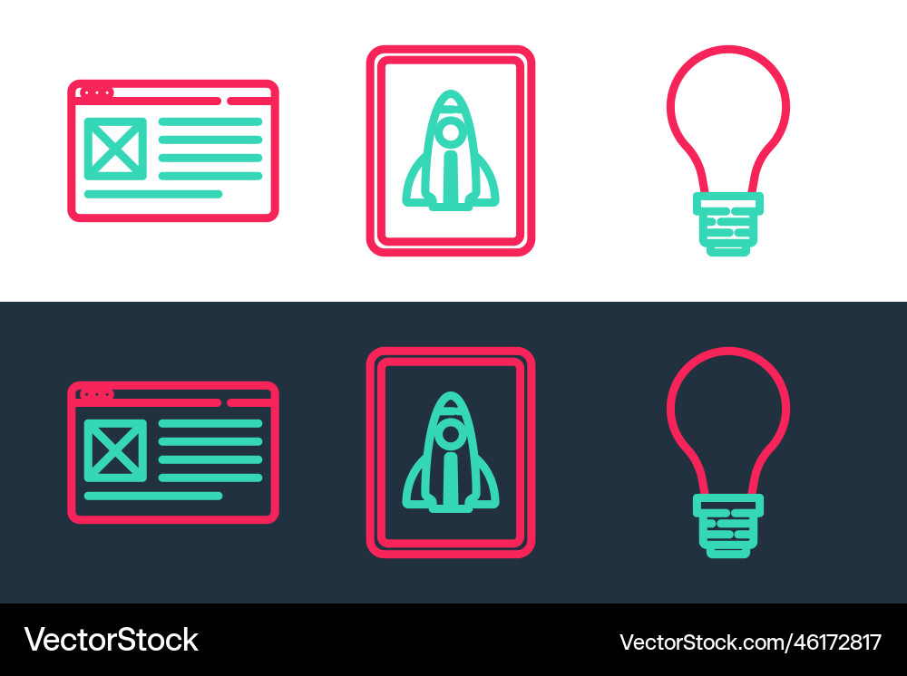 Set line light bulb with concept of idea browser Set line light bulb with concept of idea browser Vector Image