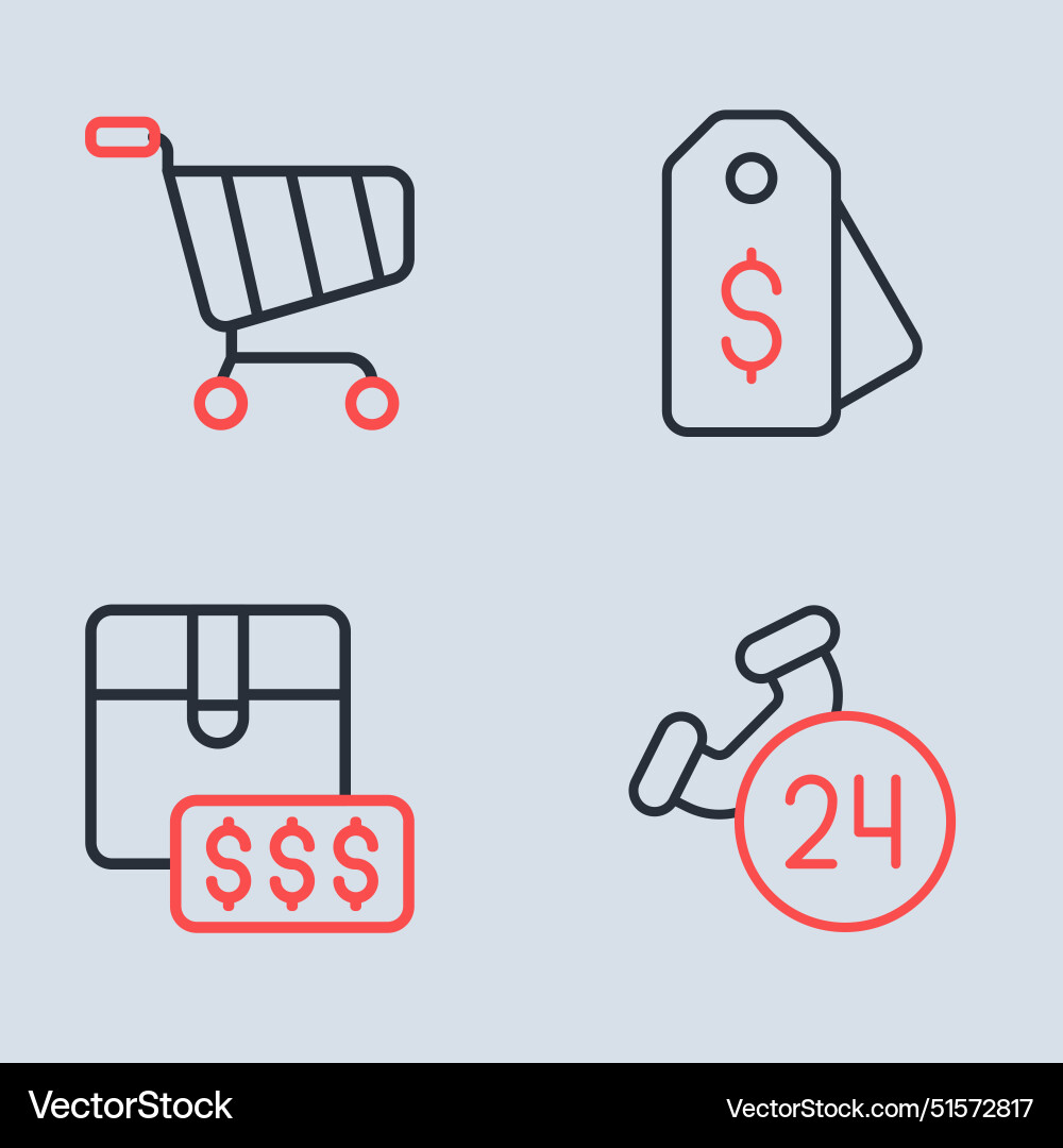 Set line price tag with dollar item Set line price tag with dollar item vector image