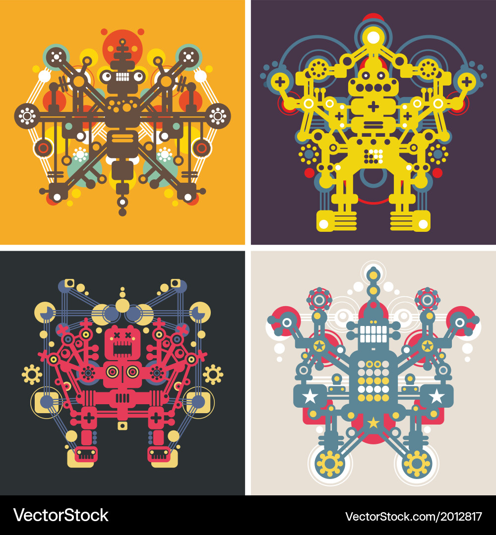 Set of colorful robots Vector Image