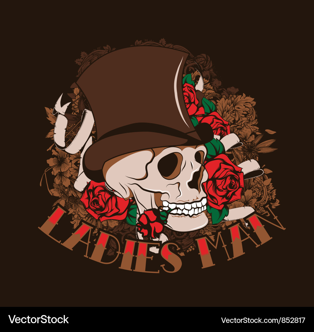 Vintage Skull Rose T-Shirt Vector Image