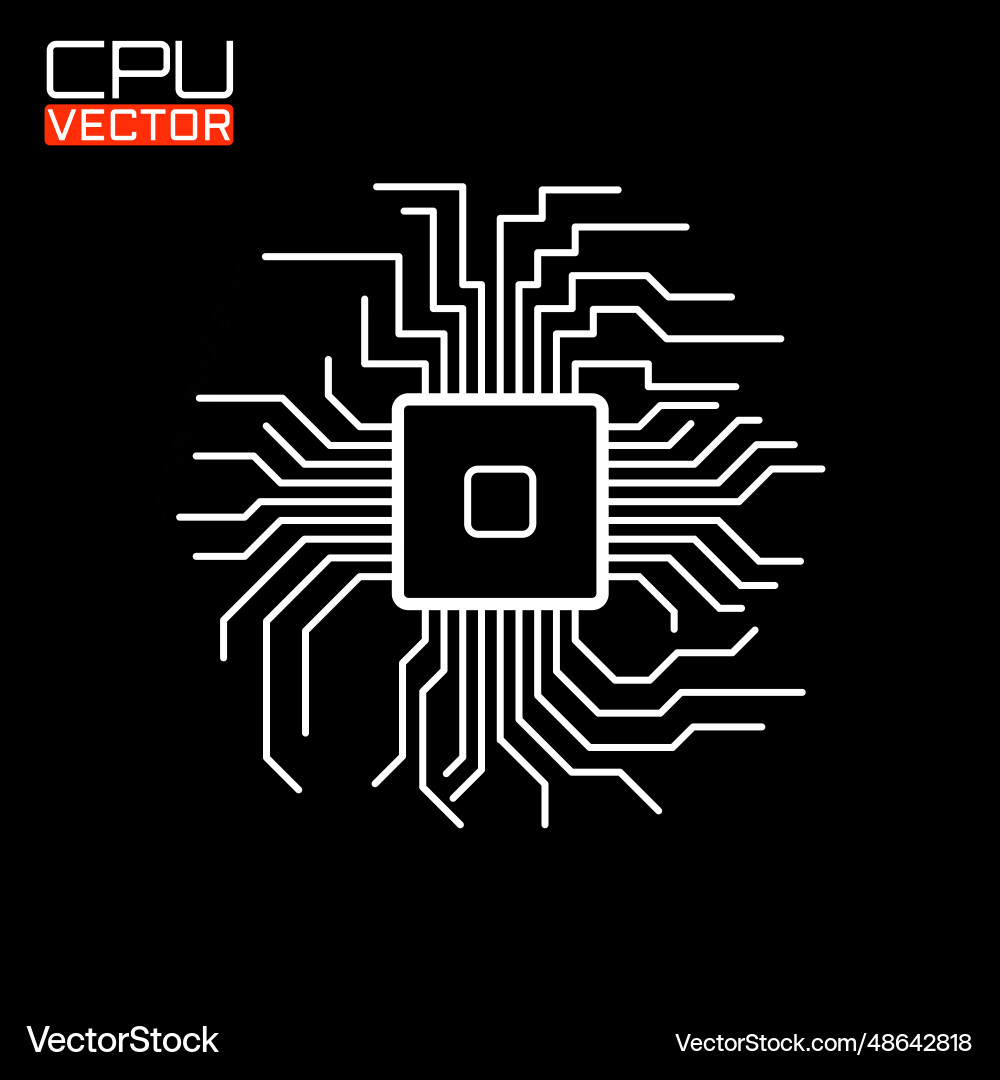 Cpu microprocessor microchip glow logo Vector Image