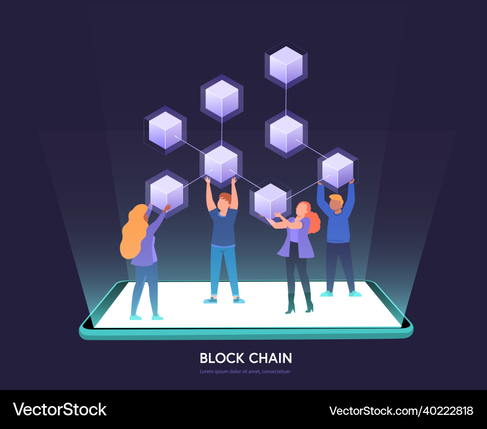 Cryptocurrency and blockchain digital blocks Cryptocurrency and blockchain digital blocks vector image