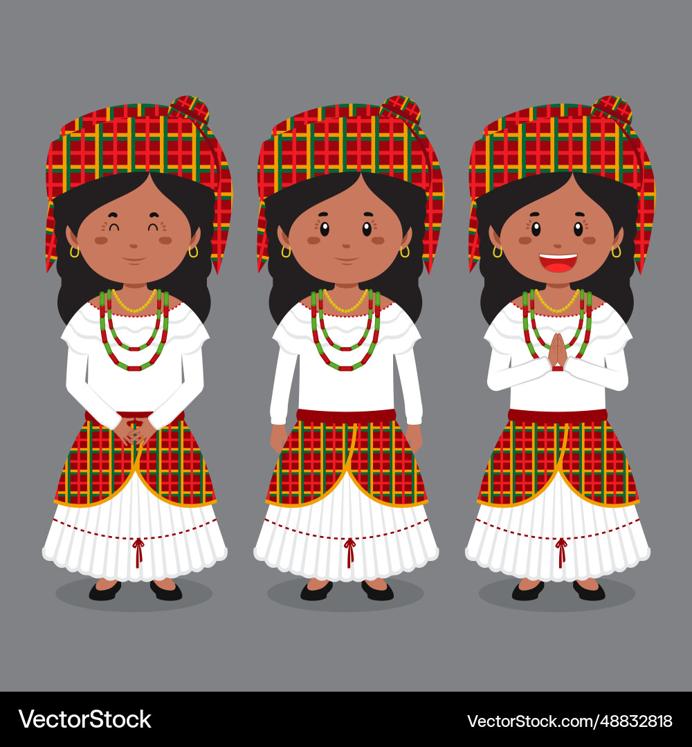 Dominican character with various expression vector image