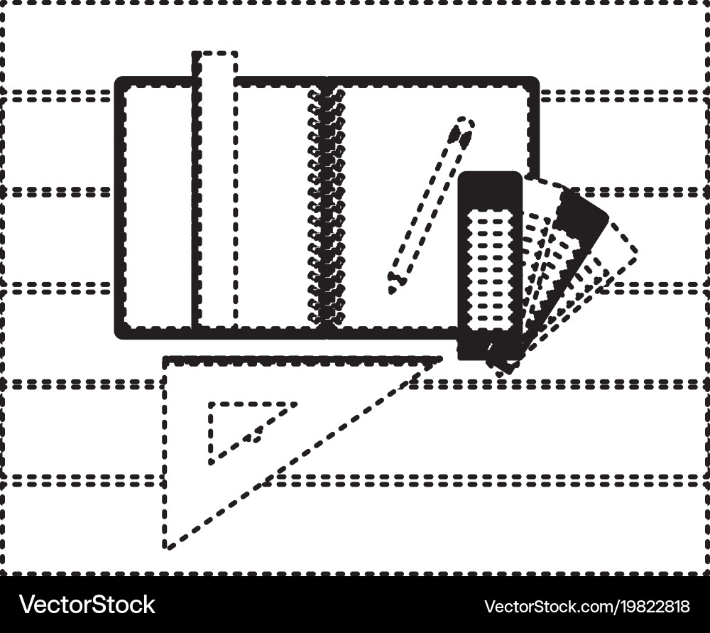 Drawing tools and notebook over table top view vector image