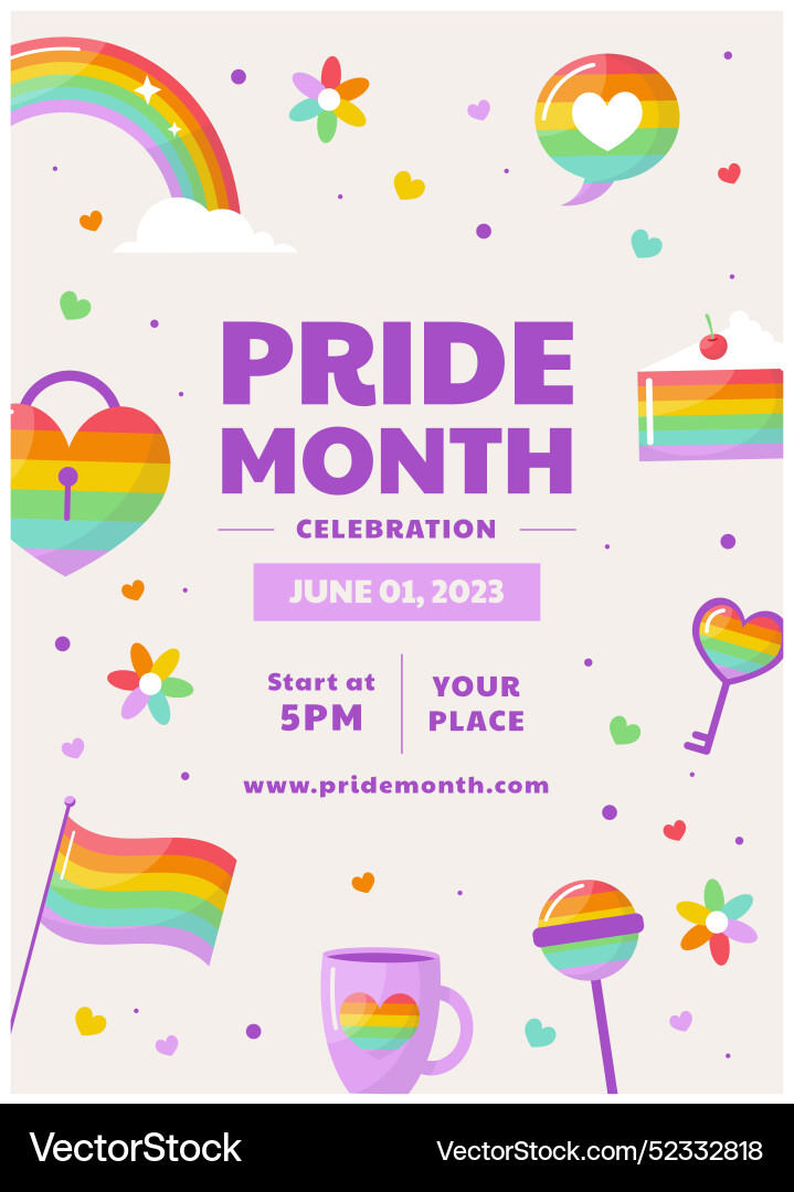 Flat vertical poster template for pride month Vector Image