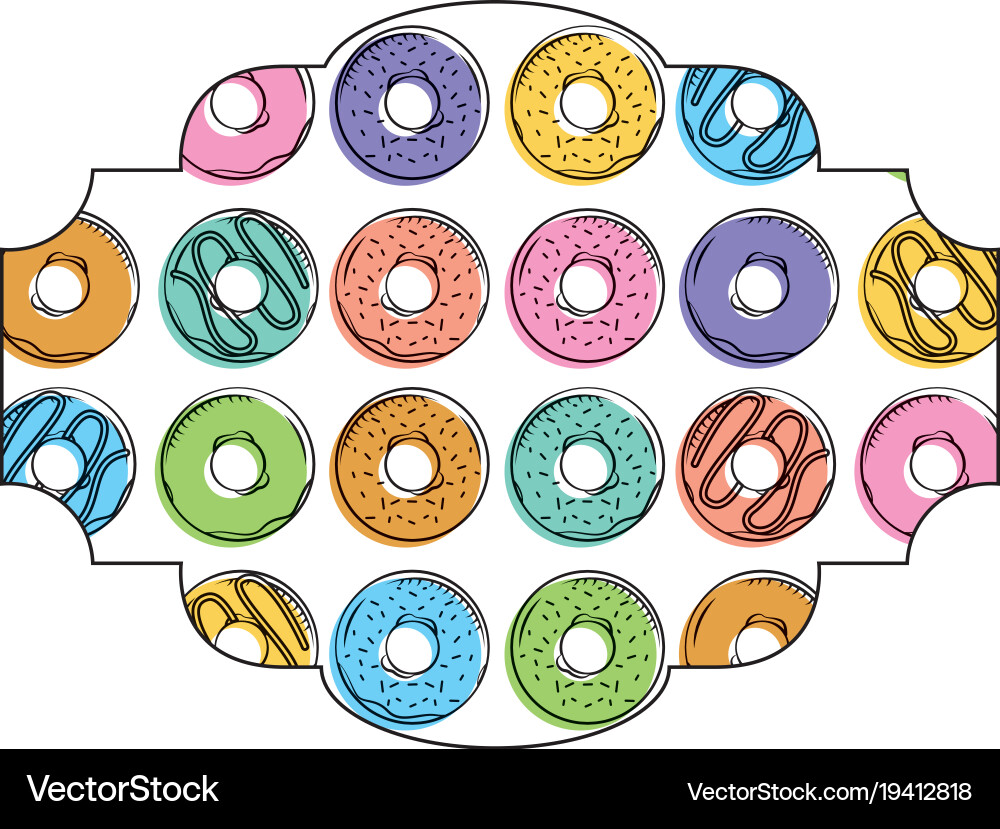 Frame with donuts pattern background Vector Image