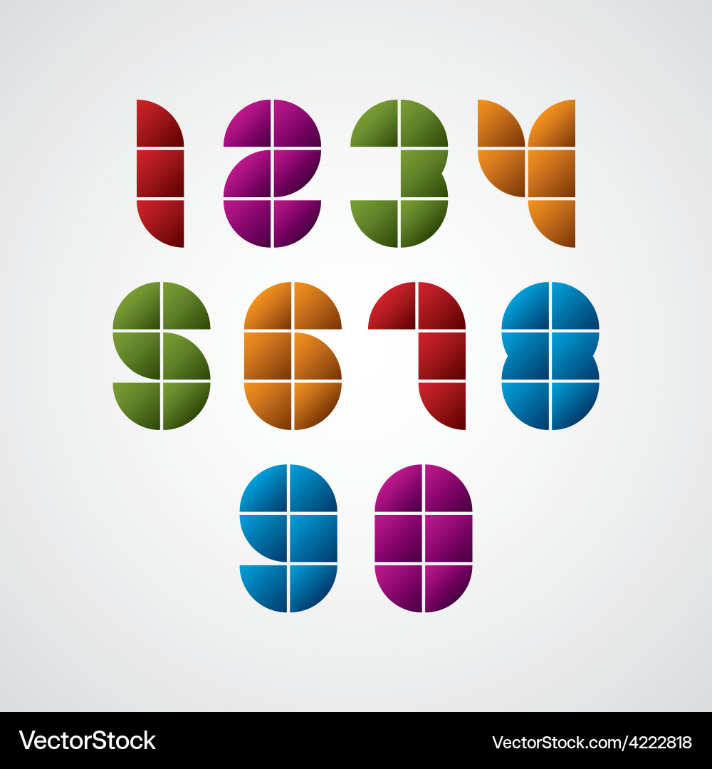 Geometric modern style numbers made with squares vector image