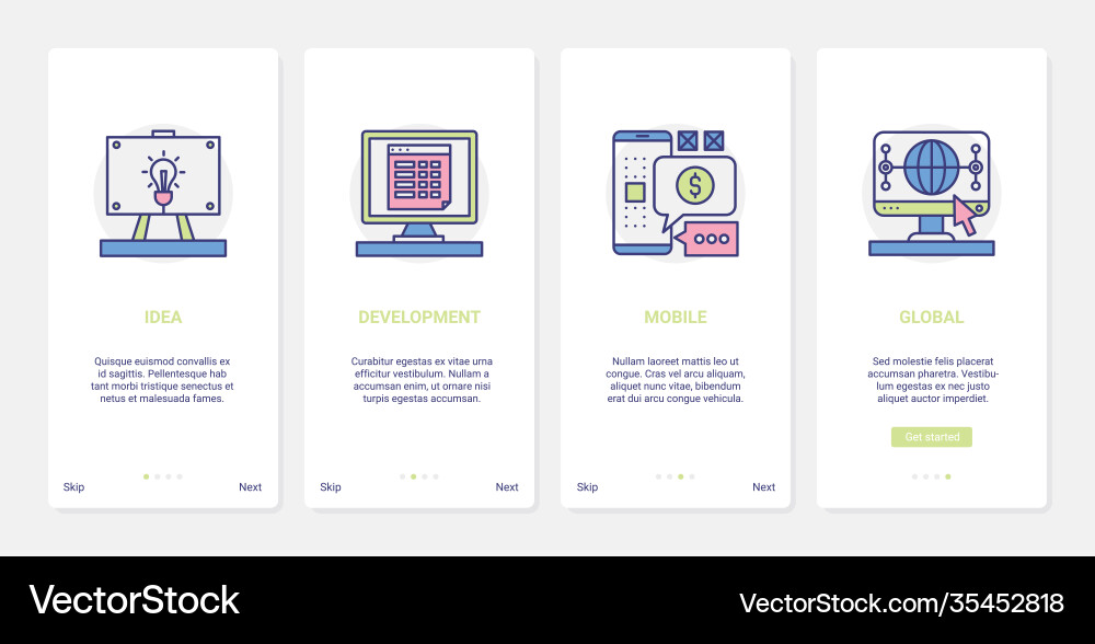 Global business development idea ux ui onboarding Vector Image