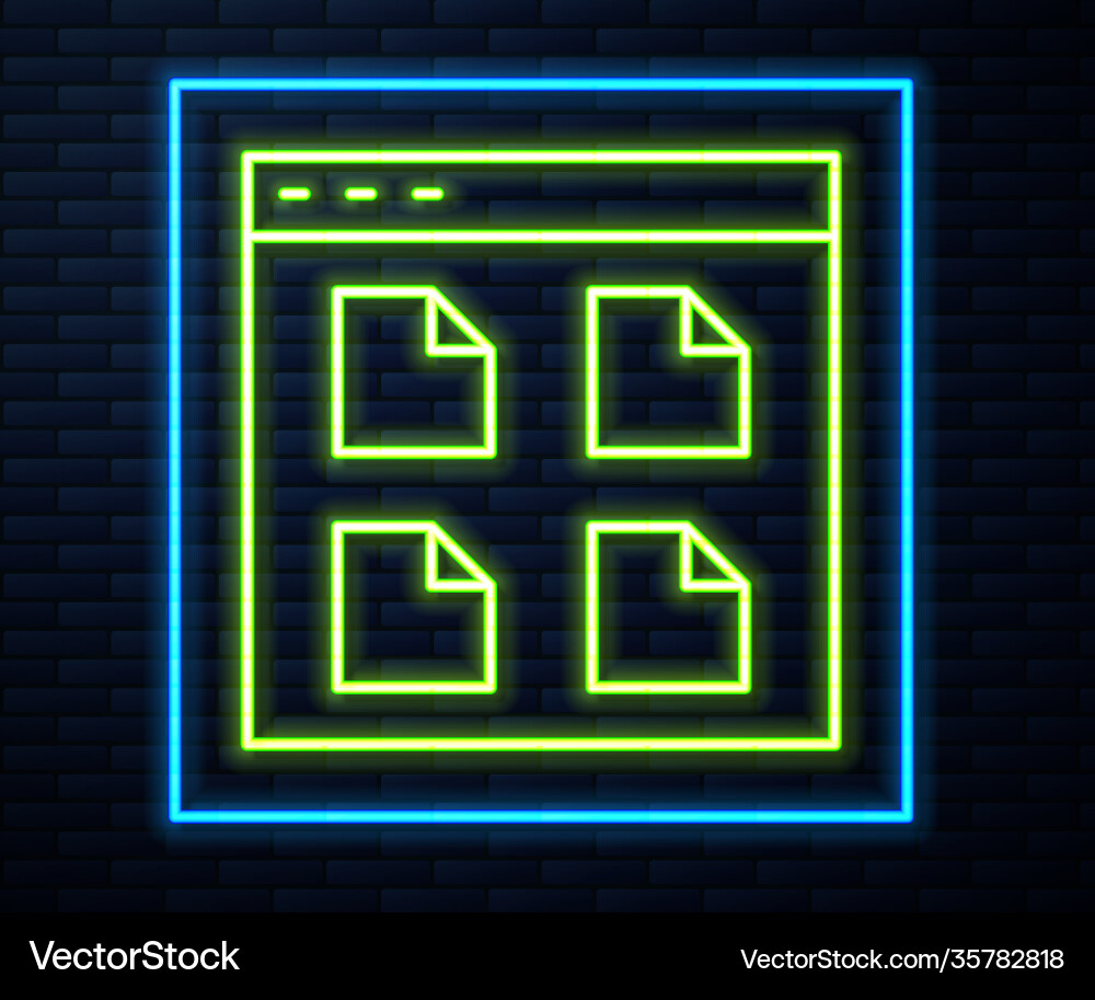 Glowing neon line browser files icon isolated Glowing neon line browser files icon isolated Vector Image