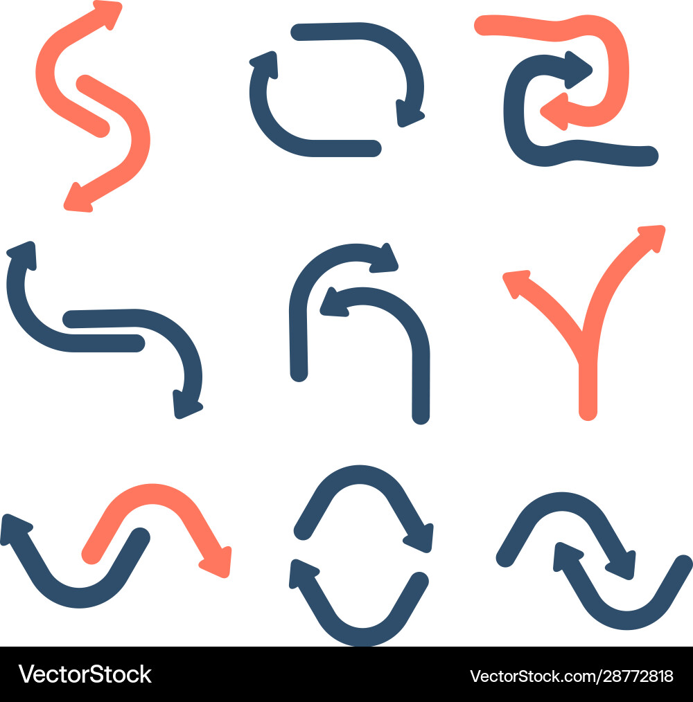 Linear arrow icons set line with editable stroke Linear arrow icons set line with editable stroke vector image