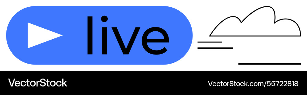 Live streaming concept with play button and cloud Live streaming concept with play button and cloud vector image