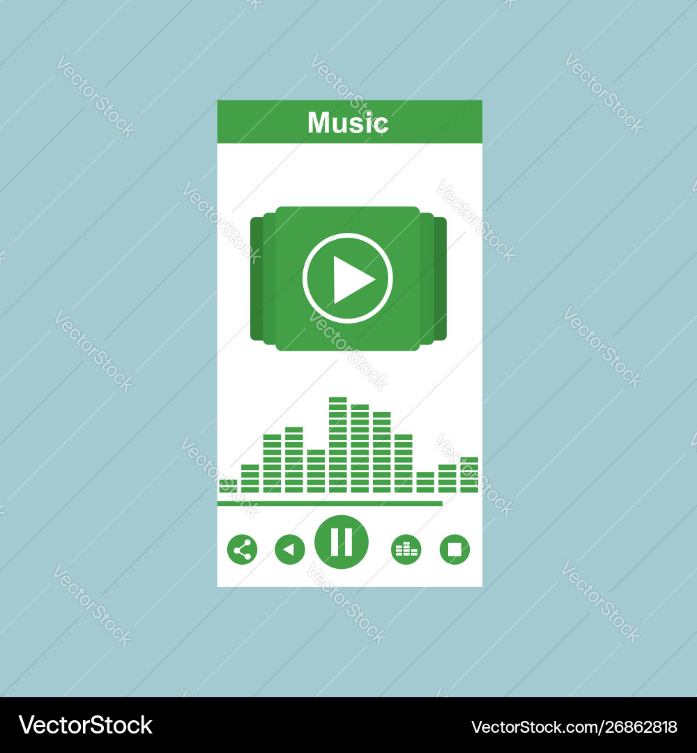 Media player application app template with flat Media player application app template with flat Vector Image