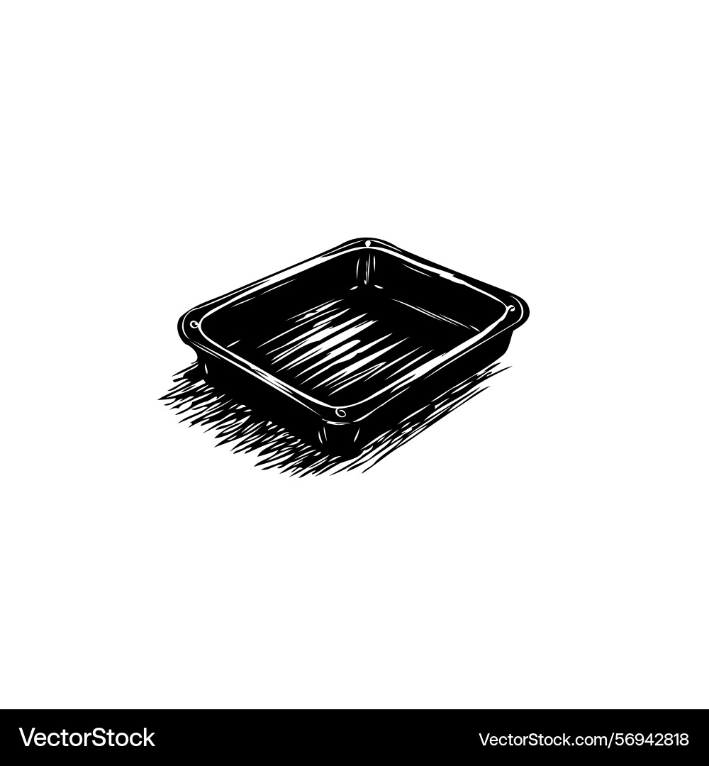 Monochrome rendering of a simple rectangular tray Vector Image