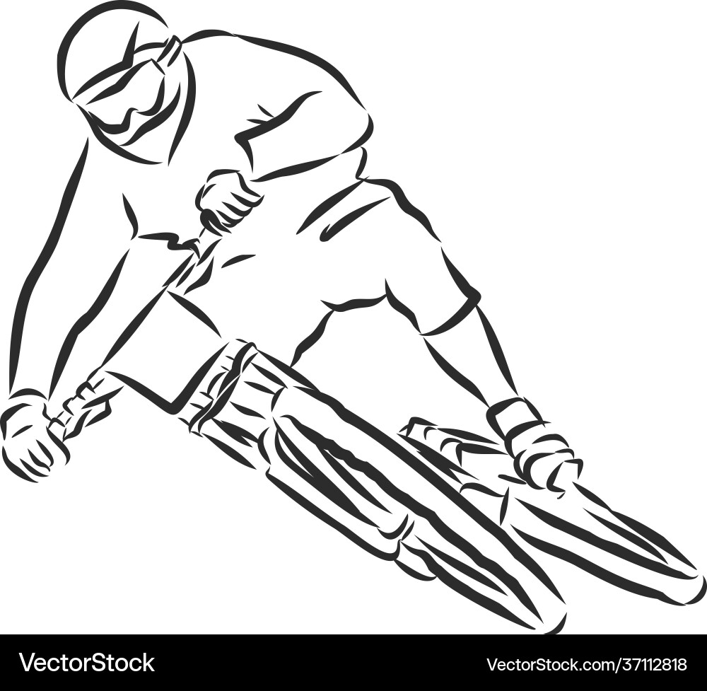 Mountain biker bike sketch contour Mountain biker bike sketch contour Vector Image