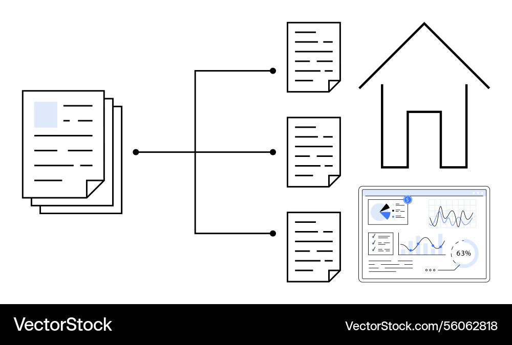 Process of document management and data analysis Process of document management and data analysis vector image
