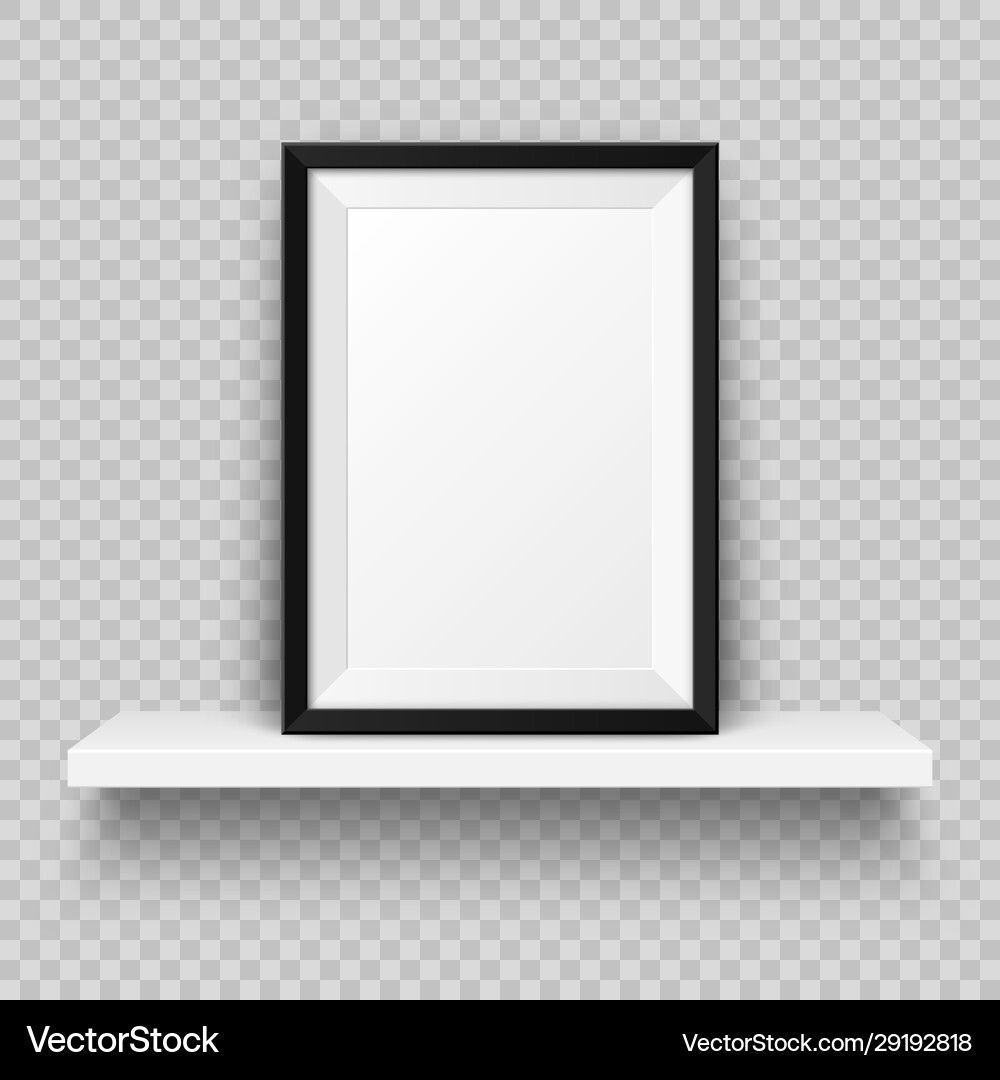 Realistic wall shelf with empty picture frame Realistic wall shelf with empty picture frame vector image