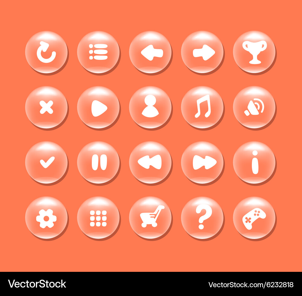 Round buttons with icons for interface vector image