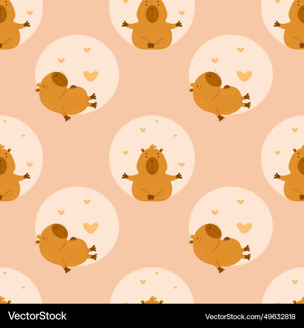 Seamless pattern cute characters capybara doing Vector Image