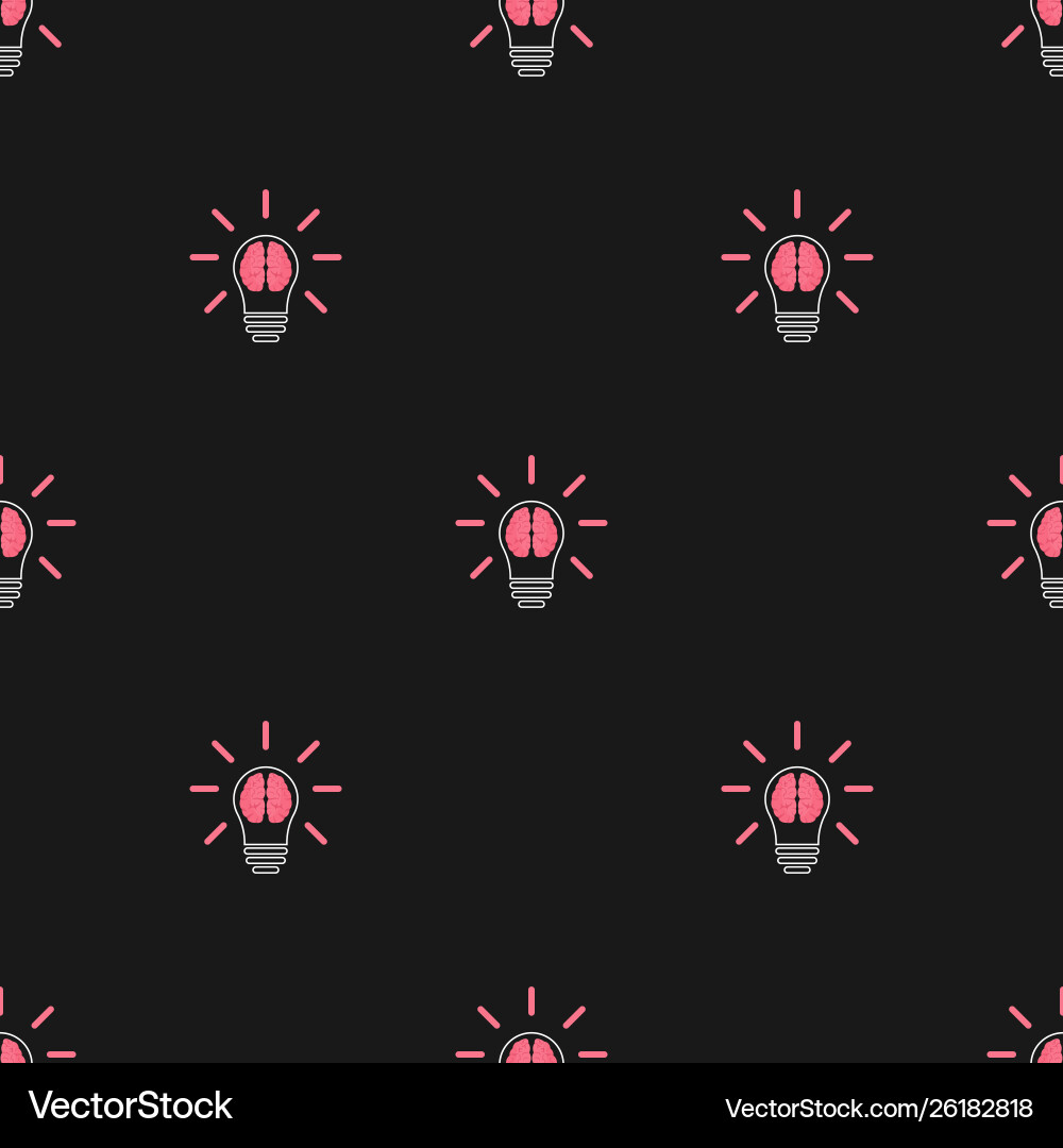 Seamless pattern with brain in lightbulb creative Vector Image