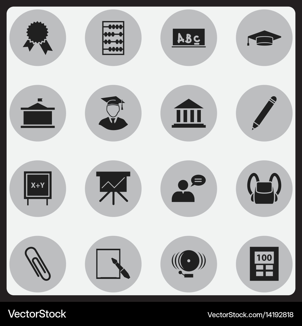 Set of 16 editable university icons includes Vector Image