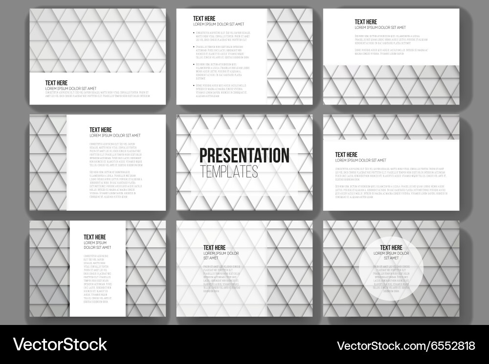 Set of 9 templates for presentation slides Vector Image