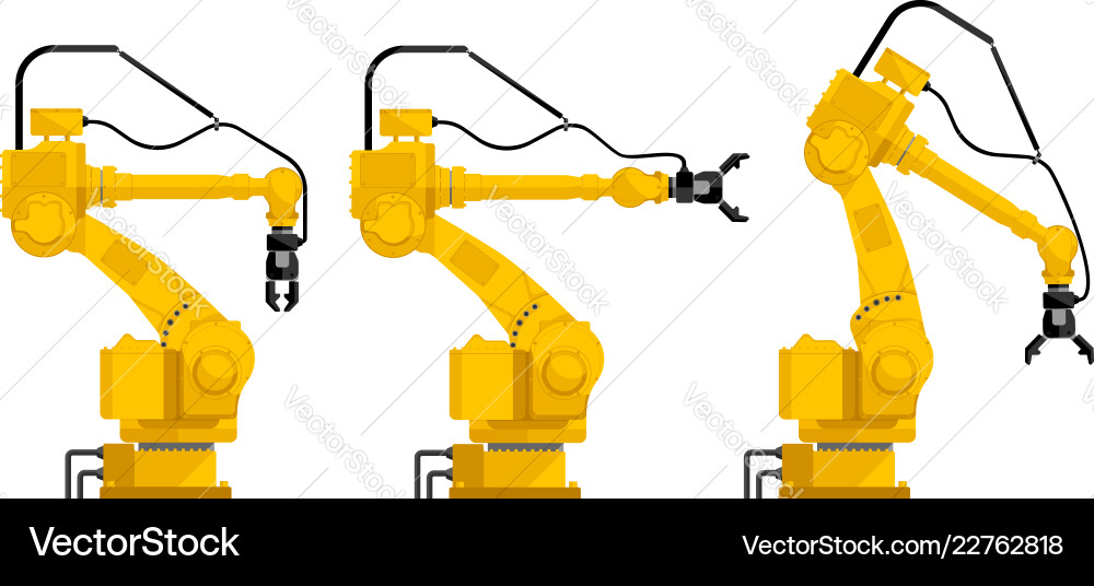 Set of assembly handling robots vector image