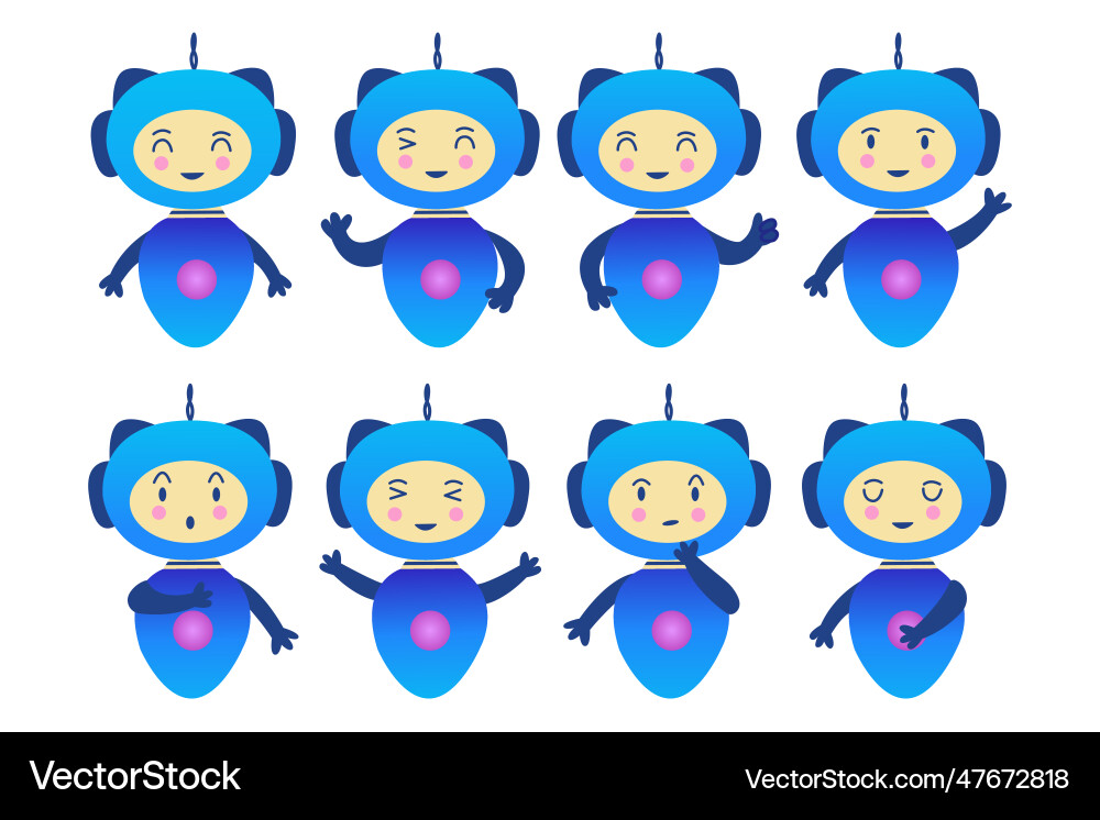 Set of small robots with different emotions Vector Image