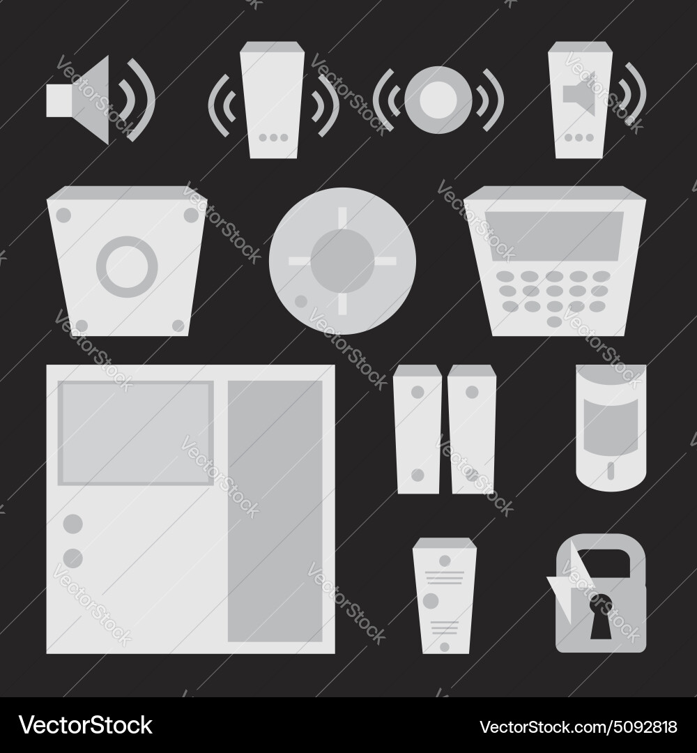 Simple set of detectors icons for window fire vector image